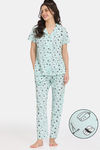 Rosaline Bon Appetit Knit Cotton Pyjama Set - Opal Blue — thumbnail 1